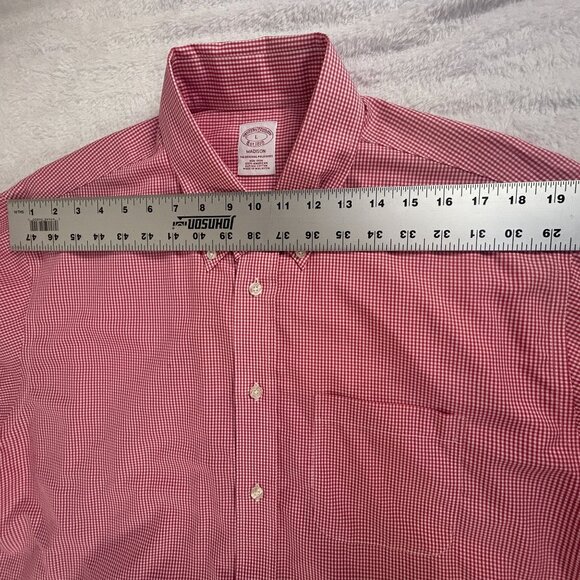 Brooks Brothers Madison Gingham Non-Iron Supima Cotton Button-Down Shirt Large - Picture 5 of 7